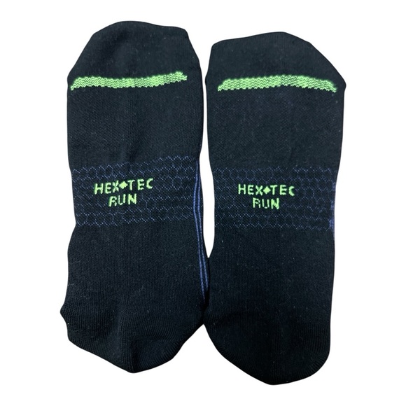 Bombas Black and Green Running Athletic Socks LG - Picture 3 of 7